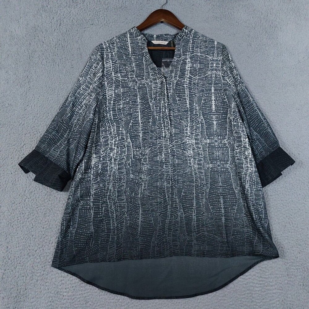 Soft Surroundings Black and White Printed Popover Blouse